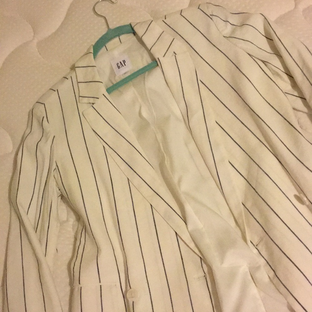 Gap pinstripe white linen blazer